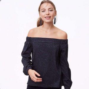 LOFT Shimmer Blouson Off the Shoulder Top